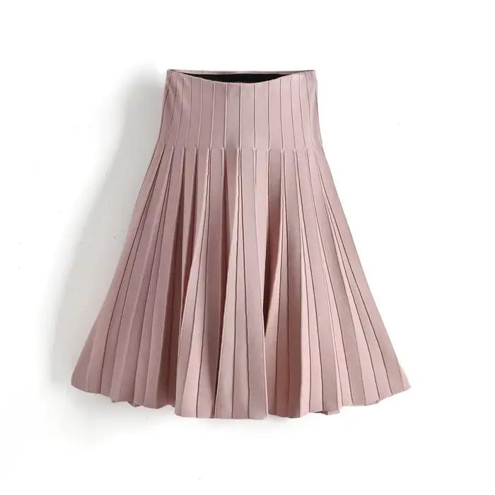 Jupes plissées tricotées pour femmes, vêtements tricotés à la mode pour filles, taille haute, une pi