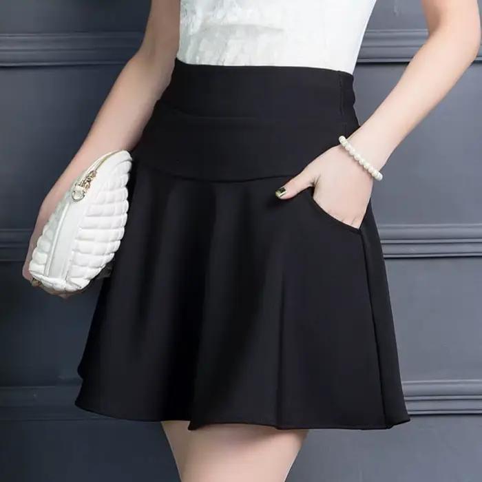 Jupes élégantes à poches contrastées, couleur unie, toutes occasions, vêtements pour femmes, nouvell