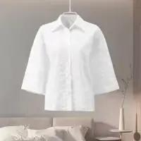 Élégant franges chemise jupe ensemble femmes demi manches revers simple boutonnage chemises a-ligne 