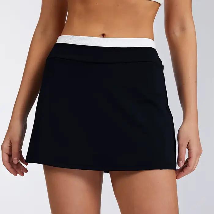 Jupe courte taille haute color-block pour femme, style sportif mi-long, sensation seconde peau, idéa