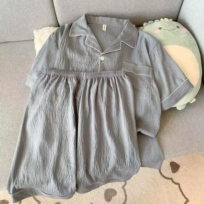 Ensemble de pyjama pour homme, coupe slim, nouveau, couleur unie, haut à manches courtes à col rabat