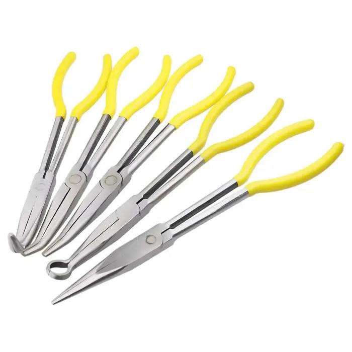 Jeu de pinces à long nez, pinces droites, 25 degrés, 45 degrés, 90 degrés, pinces rondes, 11 pouces,