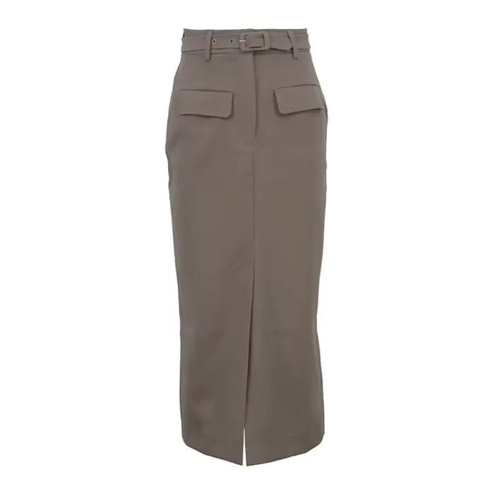Jupe longue moulante pour femmes, élégante, Chic, bureau, poches, taille haute, fente unie, jupe cra