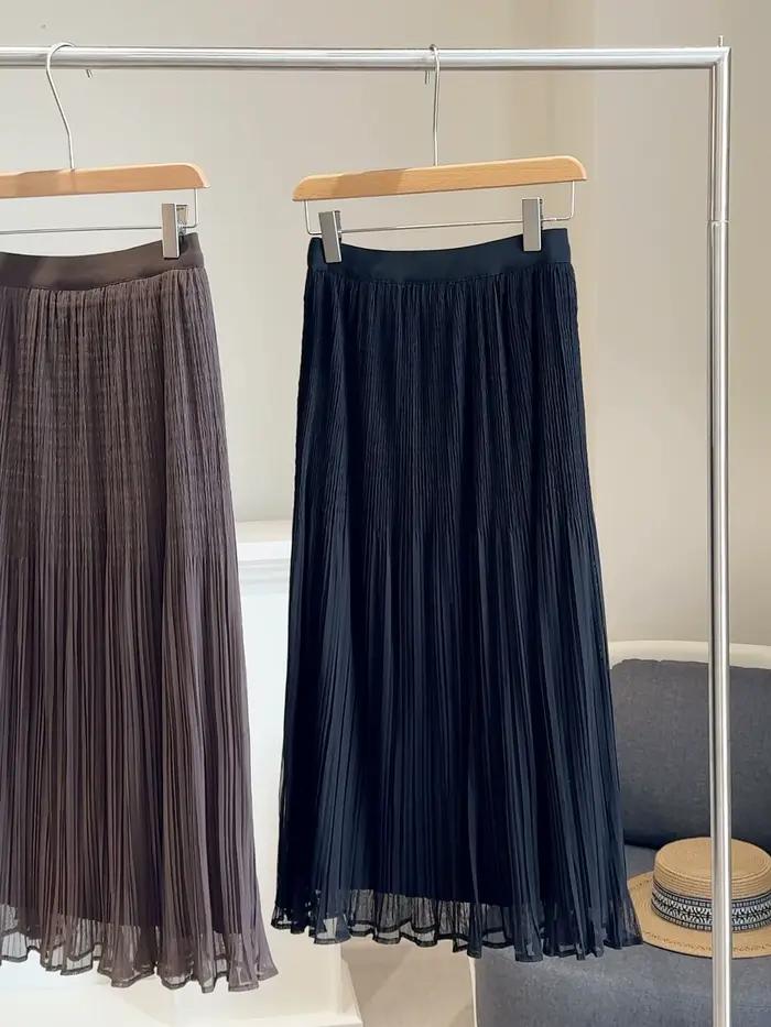 Jupe plissée taille haute en maille pour femme, nouvelle collection automne, élastique et fine, déco