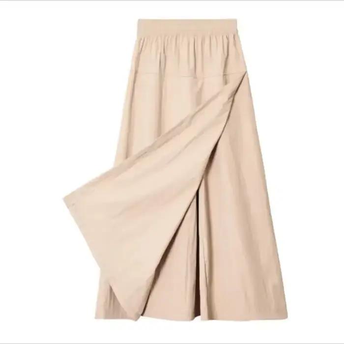 Jupe-pantalon d'été pour femmes, taille haute, jambes larges, culotte grise, fine, ample, en soie gl