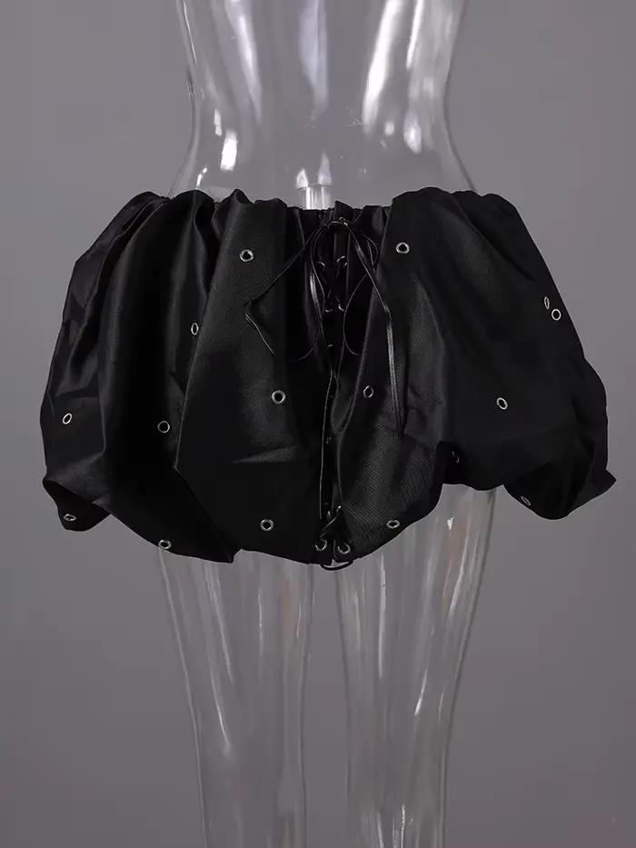 DEAT mode oeil de poulet à lacets jupe femmes élastique taille haute épicé fille moelleux Mini jupes
