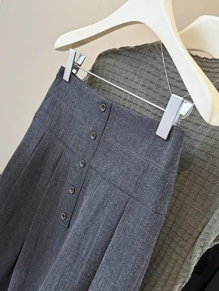 Jupe midi plissée taille haute amincissante pour femme, nouvelle collection automne, coupe ajustée, 