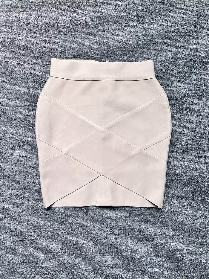 Jupe crayon bandage pour femme, taille haute, batterie entrecroisée, mini jupes, High Street, soirée