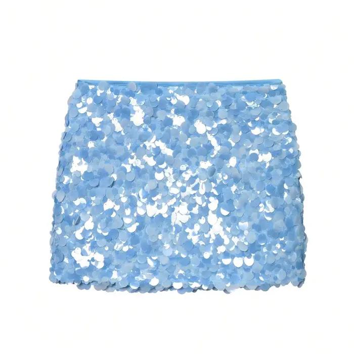 Jupe courte à sequins pour femme, taille haute, ajustée, style mode urbaine, décontractée, pour soir