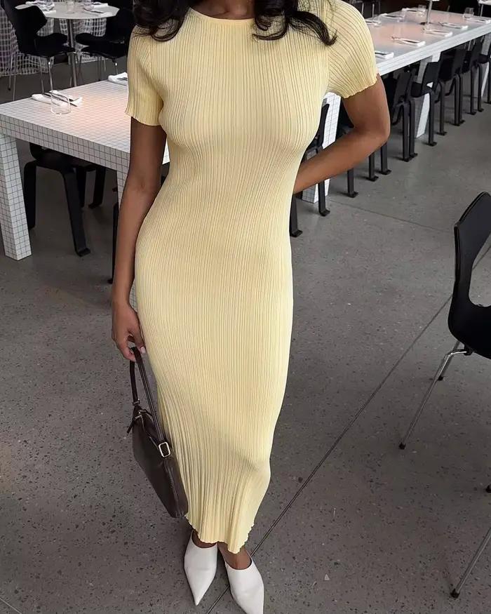 Jupe longue tricotée pour femmes, design de robe française, slim
