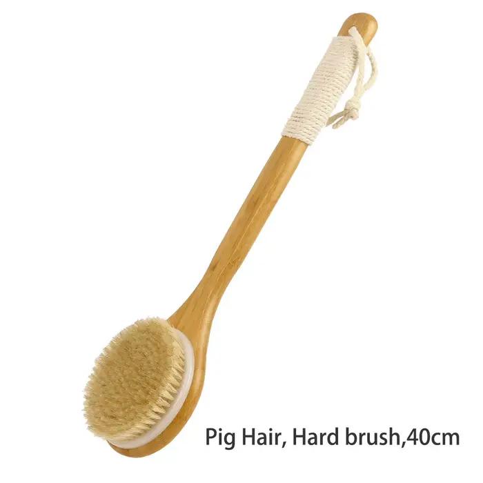 Brosse pour le dos à long manche pour exfolier la peau avec des poils – Brosse pour le corps du dos 