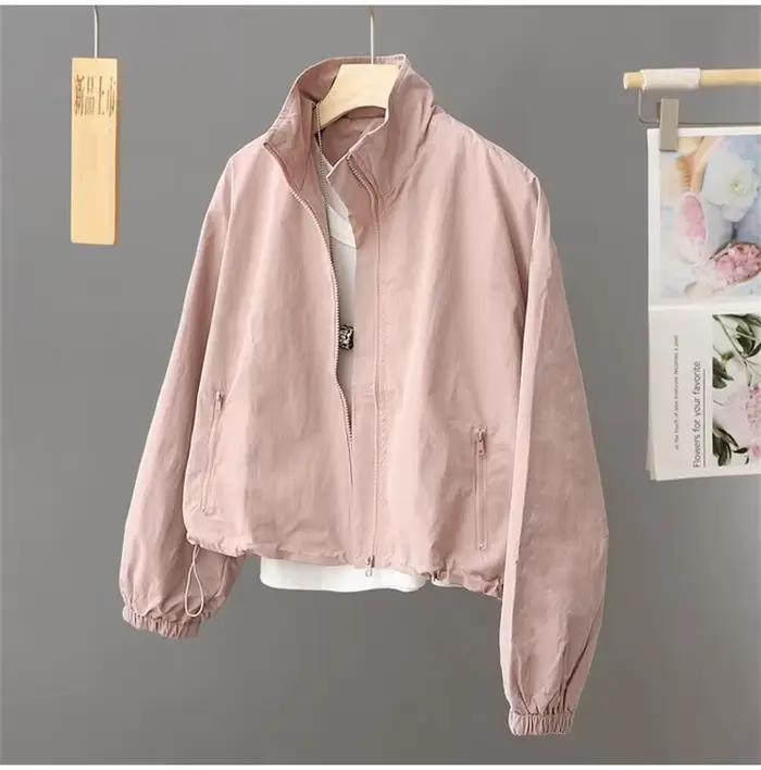 Femmes veste courte printemps automne nouveau décontracté Femme coupe-vent col montant outillage ves