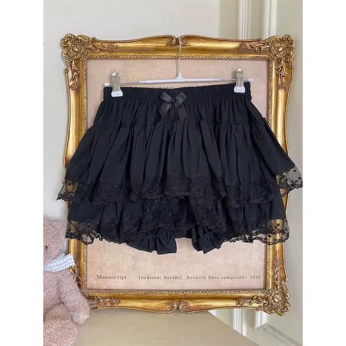 Mini-jupe rétro japonaise pour femmes, jupe vintage en dentelle, style Kawaii Lolita, jupe tendance 