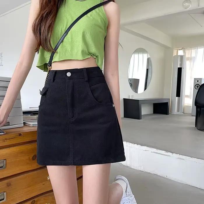 Jupe courte en Jean verte pour femmes, tenue d'été Sexy, taille haute, amincissante, tenue de bureau