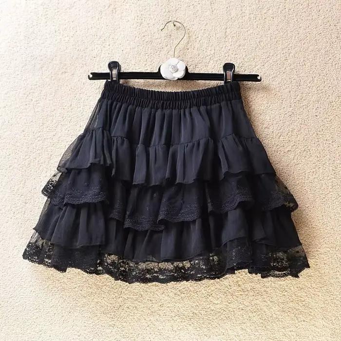 Jupe courte en dentelle blanche pour femme, jupe gâteau, taille haute, fine, ligne a, jupe bouffante