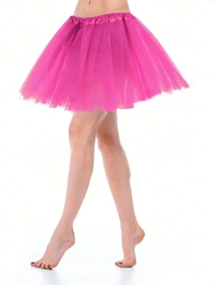 Jupe Tutu Bouffante en Tulle pour Femme, Jupe de Ballet Princesse en Mousseline à Taille Élastique, 