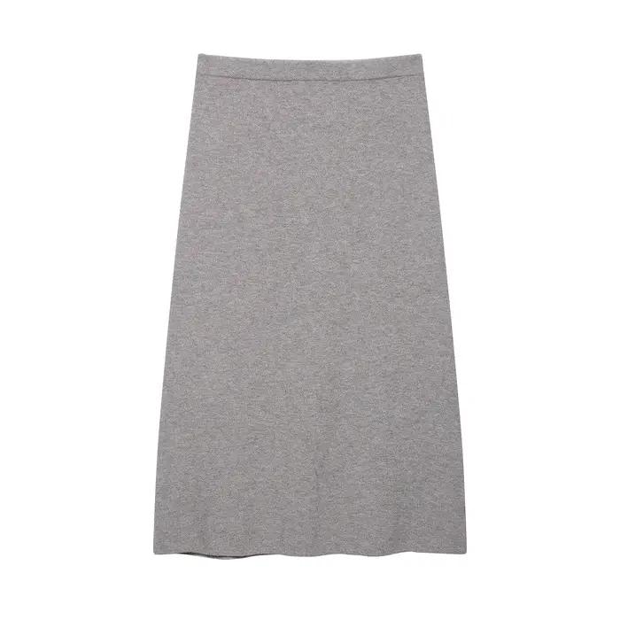 Ensemble élégant jupe midi et pull tricoté pour femme – Nouvelle collection automne – Col roulé et j