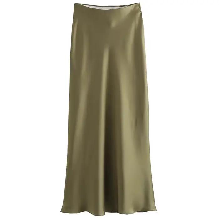 HH femmes mode jupes nouveau solide Satin soie Texture jupe serrée femme plage Style Chic et élégant