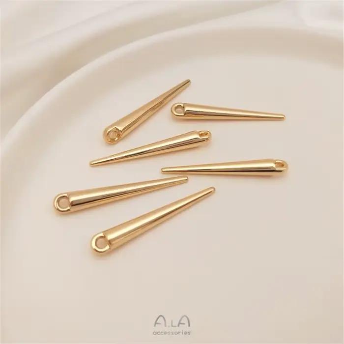 Long pendentif conique plaqué or 14 carats pour ongles, clou de poivre, clou de saule, collier de br