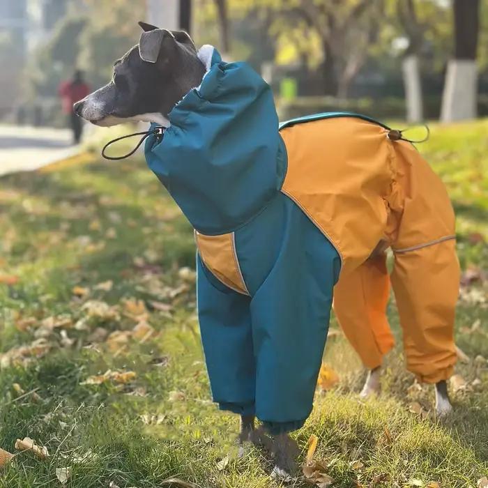 Mid Chien Vêtements En Hiver 4 Pattes En Peluche Bleu-Jaune Veste Coupe-Vent Imperméable Huibit Mant