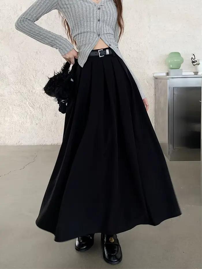 Jupe plissée à taille élastique avec ceinture pour femme