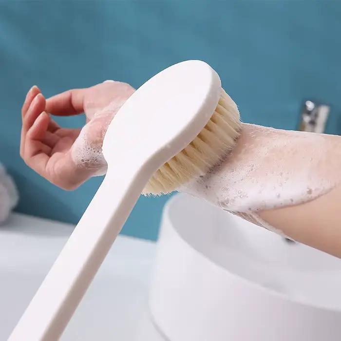 Brosse de douche à long manche pour le dos, poils doux, exfoliante pour le corps, pour la santé de la peau, accessoires de bain