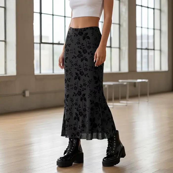 Jupe longue sirène élégante Y2K pour femme