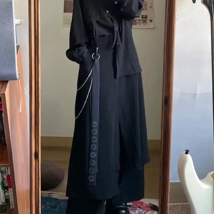 Jupe-culotte noire irrégulière multicouche de Style chinois rétro foncé pour femmes, pantalon ample Yamamoto à jambes larges, printemps et été
