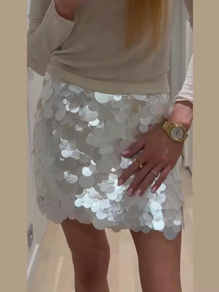 Jupe sexy pour femme à grandes paillettes