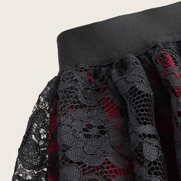 Grande taille gothique élégant femmes jupe dentelle avant court dos longue mode ourlet irrégulier taille haute femme vacances mode jupes