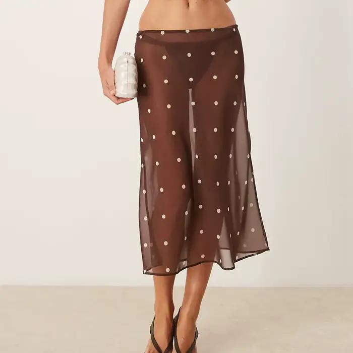 Motif à pois taille basse jupe Midi Club fête Coquette voir à travers