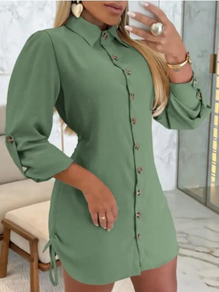 Robe boutonnée à manches longues pour femmes