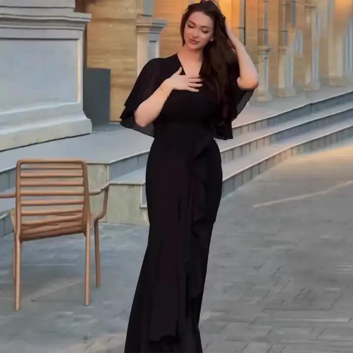 Robe longue unie pour femme