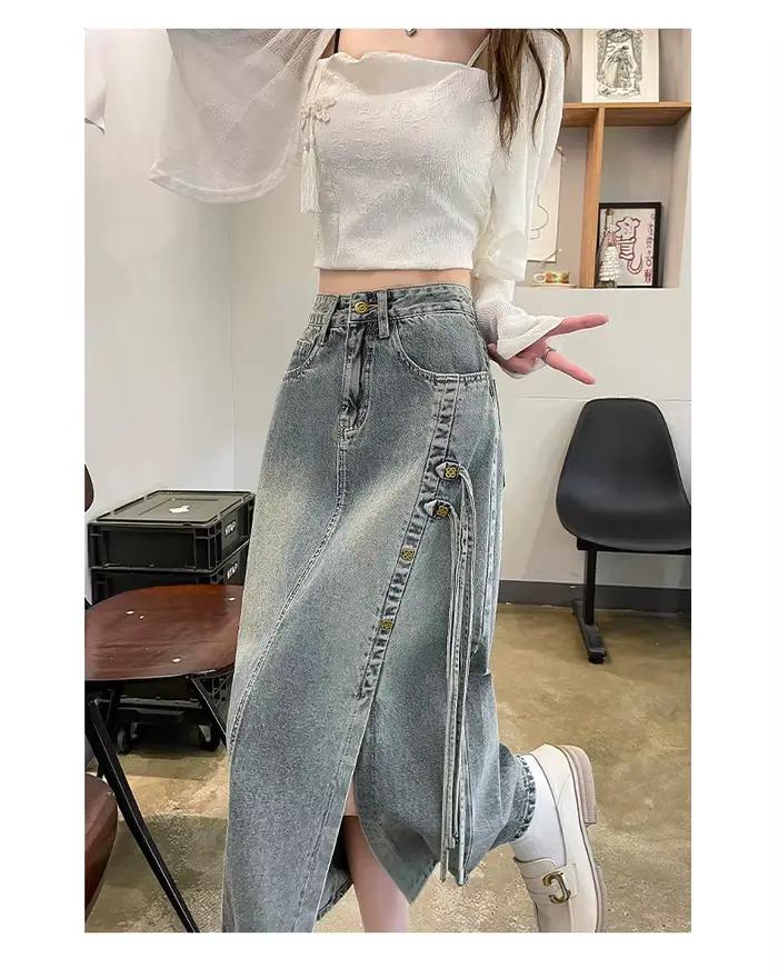 Nouvelle jupe en jean chinoise pour femme