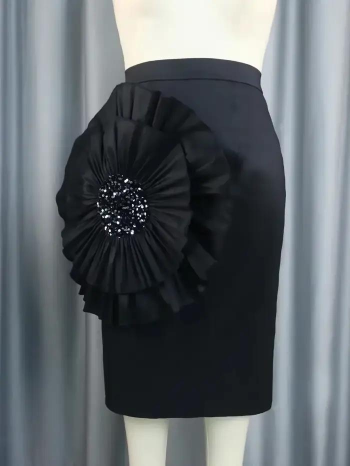 Jupe empire personnalisée rouge appliques brillantes haute taille soirée cocktail haut de gamme pour femmes occassions spéciales
