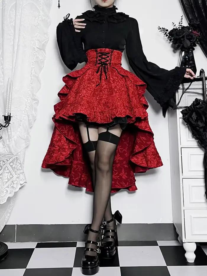 Jupe gothique rétro taille haute pour femme