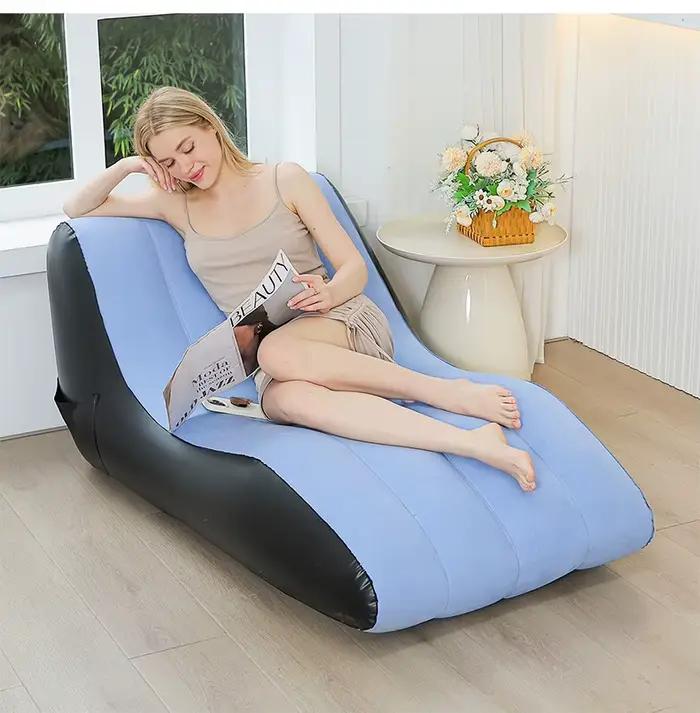 Chaise longue gonflable, chaise longue gonflable, canapé à Air de plage, canapé de salon paresseux pour salon intérieur, chambre à coucher, voyage en plein air