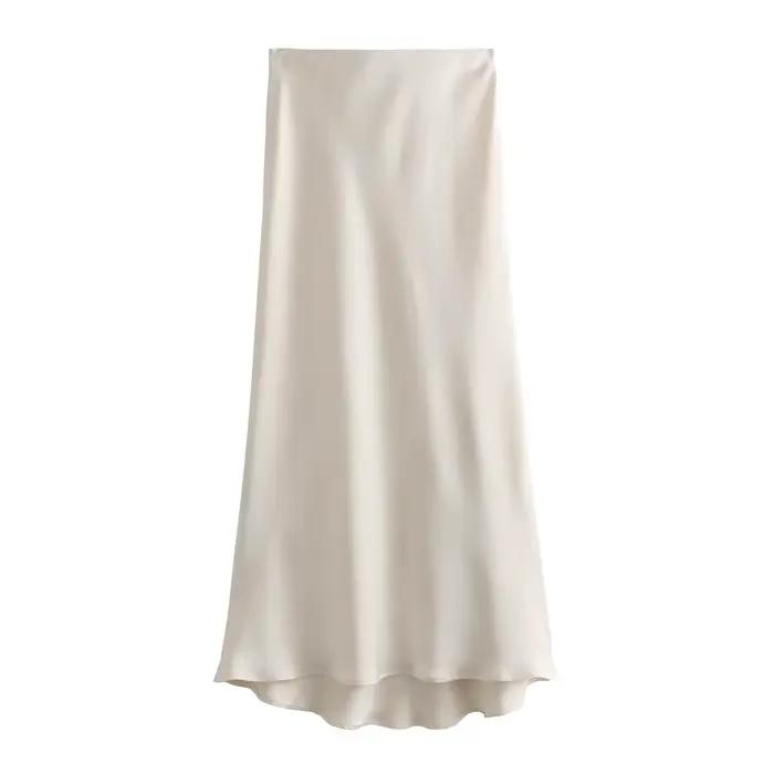 Jupe longue élégante en satin pour femme