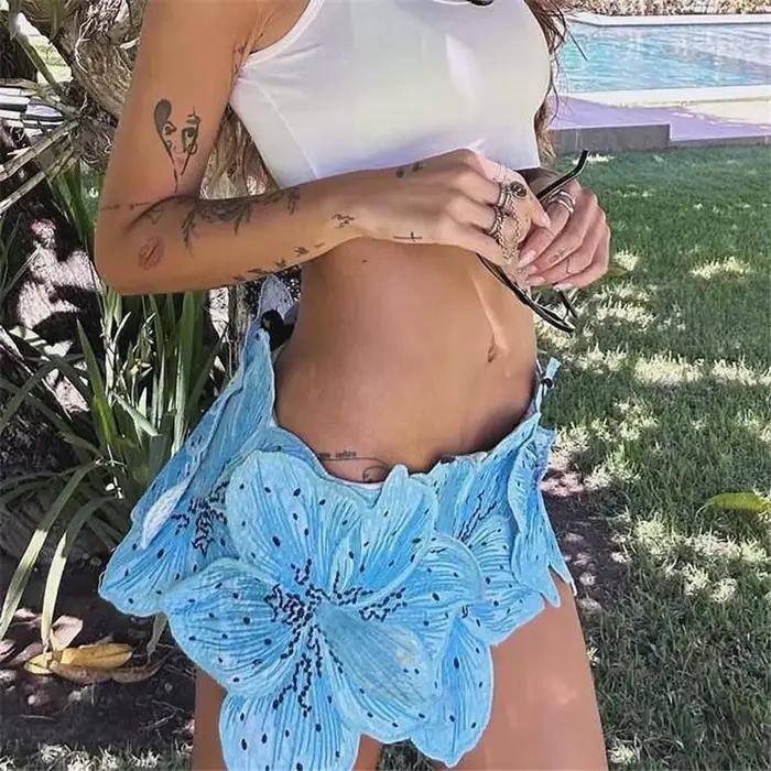 Mini-jupe d'été turquoise pour femme