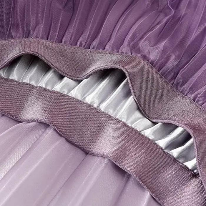Jupe longue plissée dégradée en maille pour femme, taille haute élastique, coupe trapèze, élégante et décontractée, été 2026, mode quotidienne
