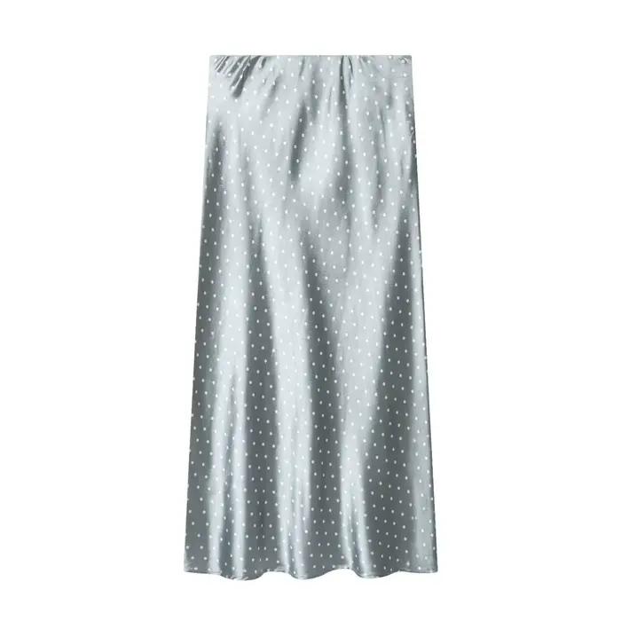 Jupes en satin à pois vintage blanches pour femmes