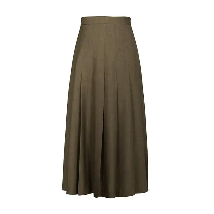 Jupe plissée de tailleur automnale pour femme, silhouette amincissante, tenue de travail, style preppy, sortie nocturne, polyester, viscose, laine, mi-mollet