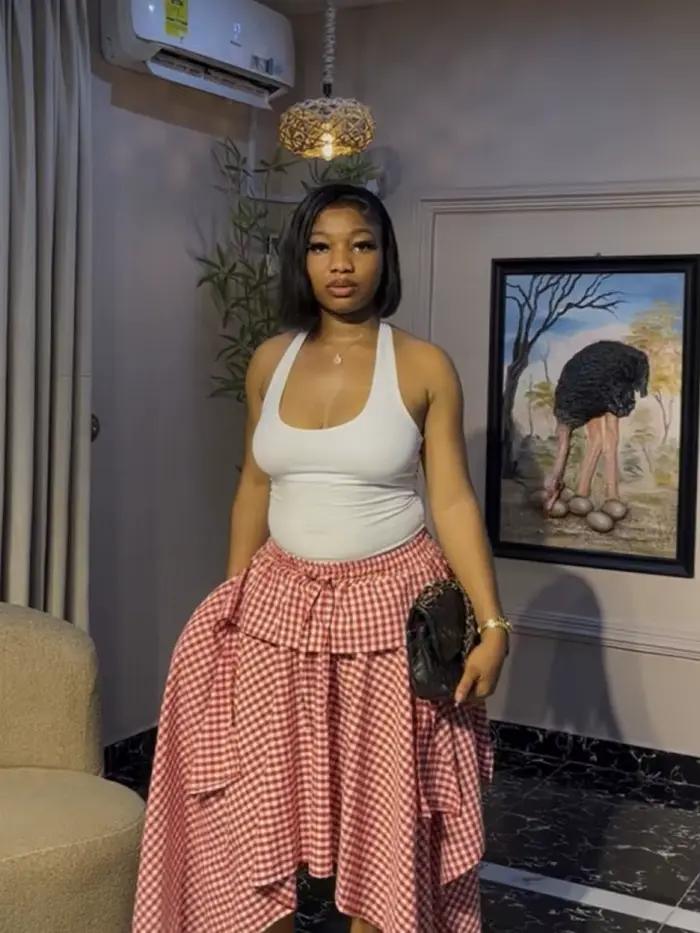 Jupe longue plissée évasée taille haute pour femme, coupe trapèze, asymétrique, décontractée d'été, à taille élastique, à carreaux