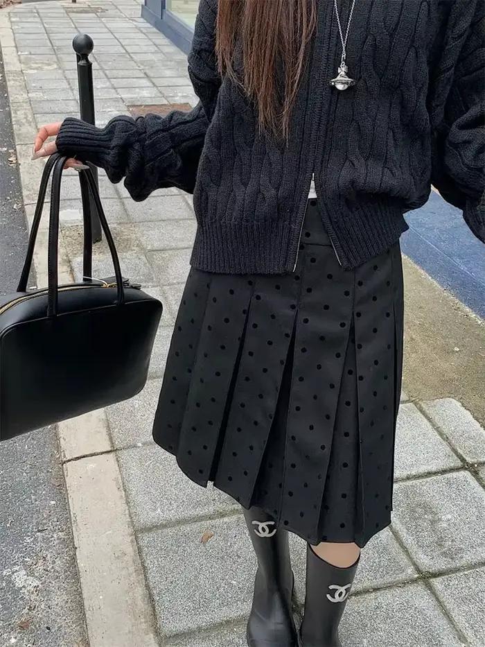 Jupe plissée à pois pour femmes