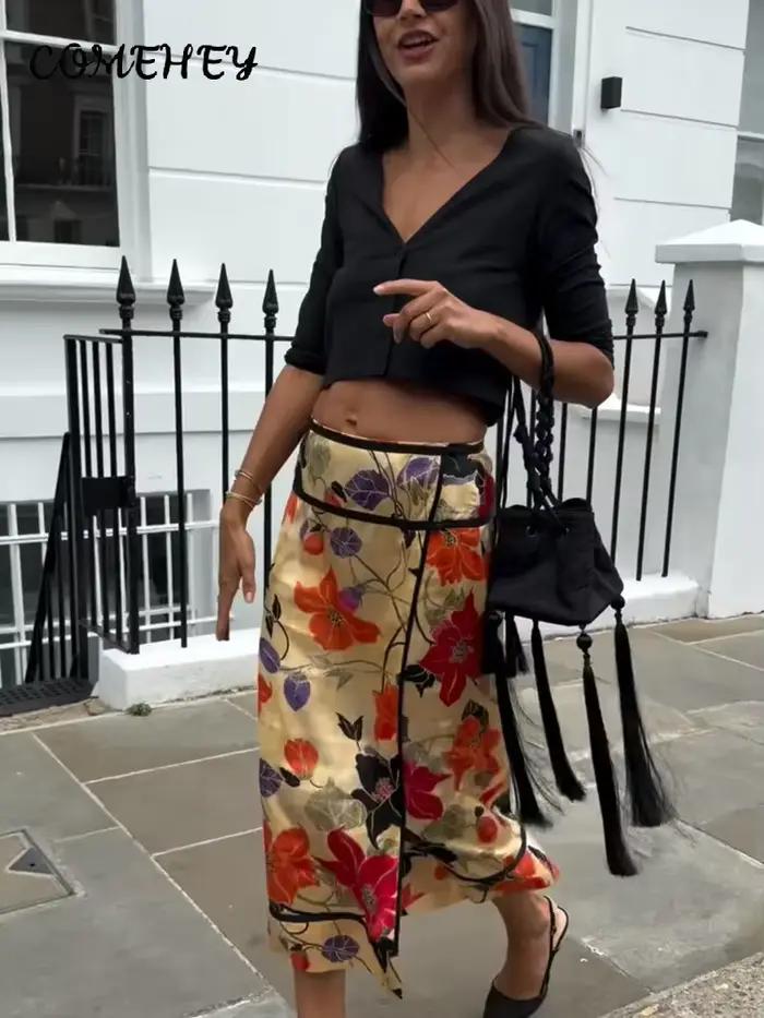 Jupe midi élégante à imprimé floral pour femme