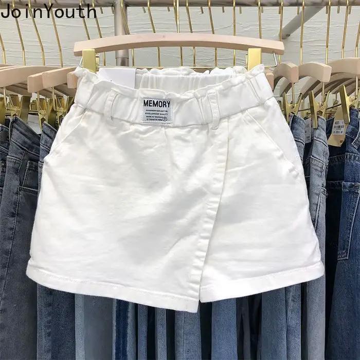 Jupe blanche femmes taille haute coton été