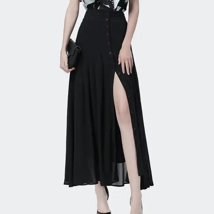 Jupe plissée en mousseline de soie pour femme