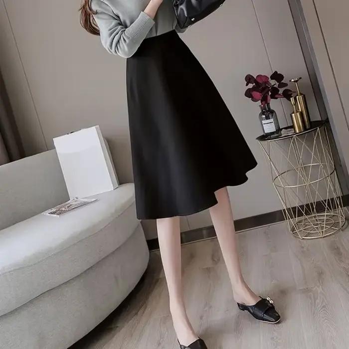 Jupe vintage en faux cuir pour femmes, style décontracté, polyvalente, automne-hiver, ajustée, élégante, confortable, pour toutes occasions