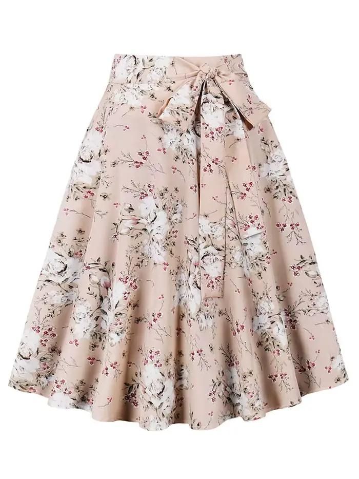 Jupe Midi Plissée à Carreaux pour Femme, Taille Haute, Vintage, Décontractée, Ligne A, avec Poche, Ceinture, Été
