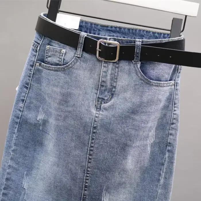 Jupe courte en jean potelée avec détails déchirés style coréen mignon pour femmes printemps été ocassions spéciales